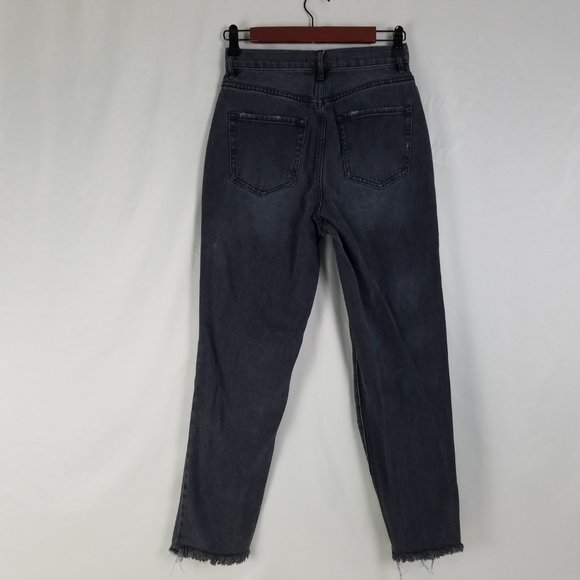 Pacsun Jeans Womens 25 High‎ Rise Black Denim Straight Destroyed Charcoal Wash - Picture 2 of 16